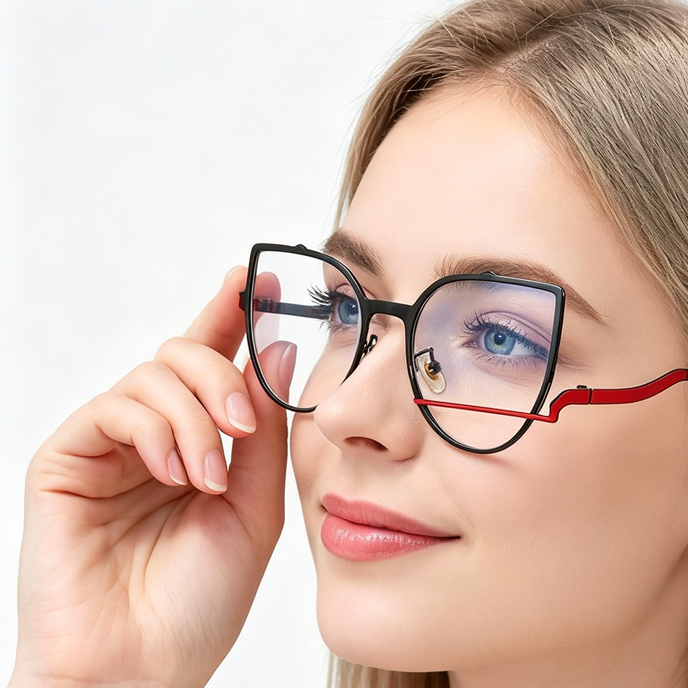 Women'S Fashion Glasses Non Prescription - Anti Blue Light Glasses Metal Large