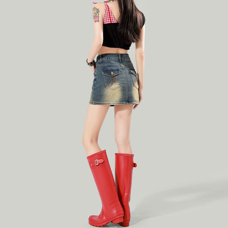 A-Line Skirt Midi - Retro Denim Women's Spring & Summer