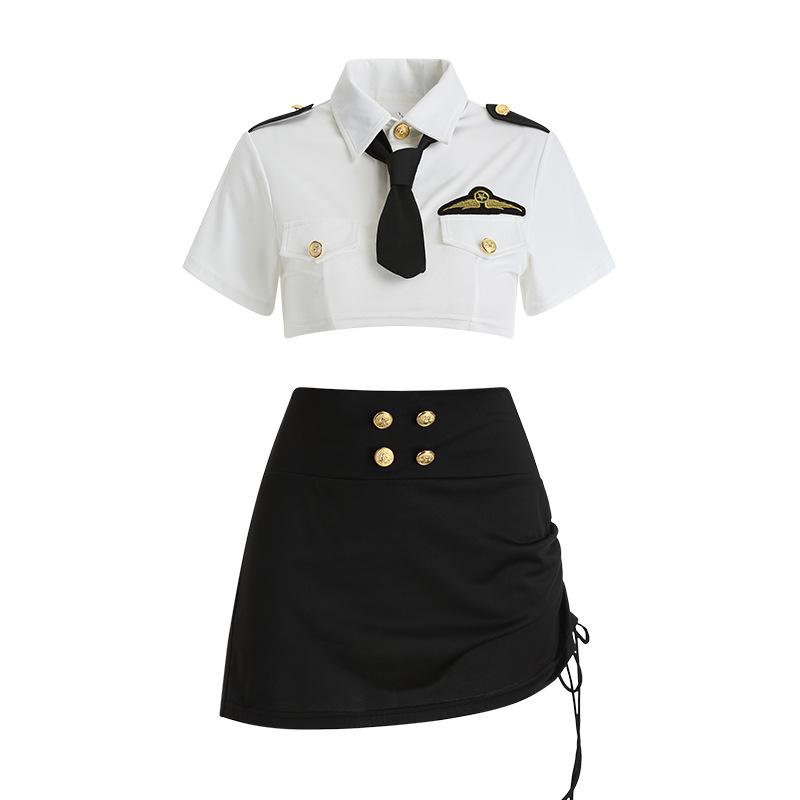 Women'S Fashion Kilt - Women's Lace Shirt and Mini Skirt