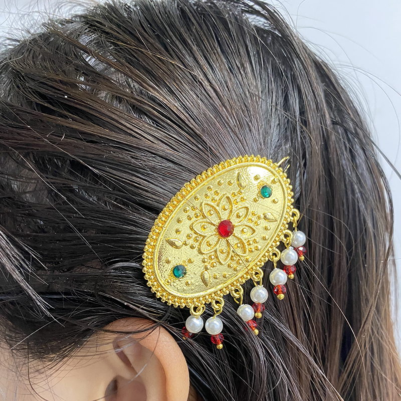 Women Fashion Qatar - Qatar Golden Ethiopian Hair Clip Red
