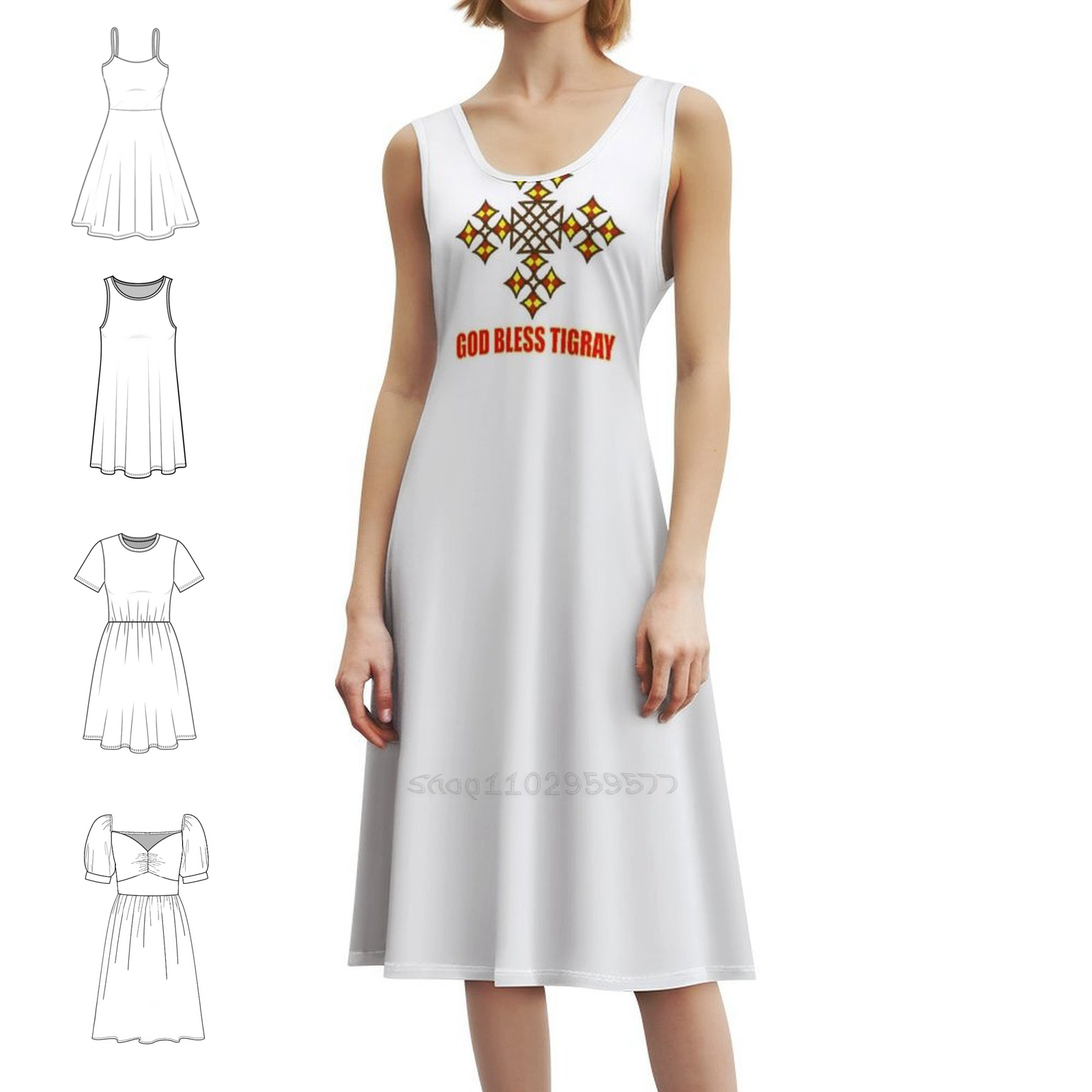 Smocked Dress Women - God Bless Tigray | Orthodox Cross