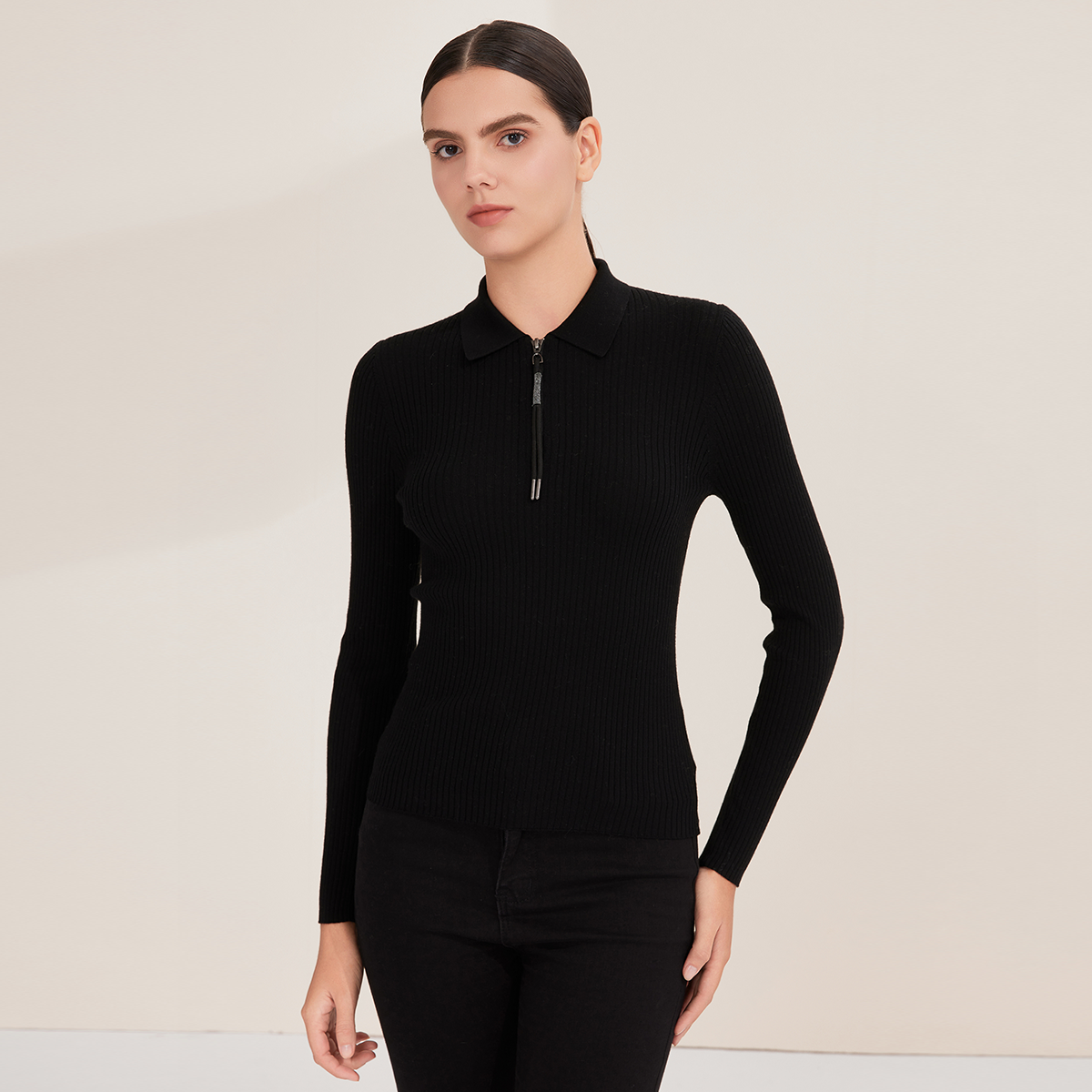 Women'S Fashion Quarter Zip - Pop BY4521226 Women's 100% Wool Ribbed