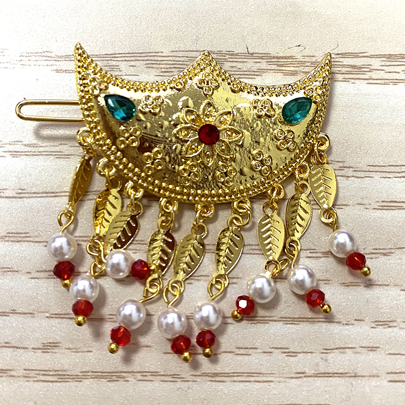 Women Fashion Qatar - Ethiopian hair clip, emerald, Qatar African