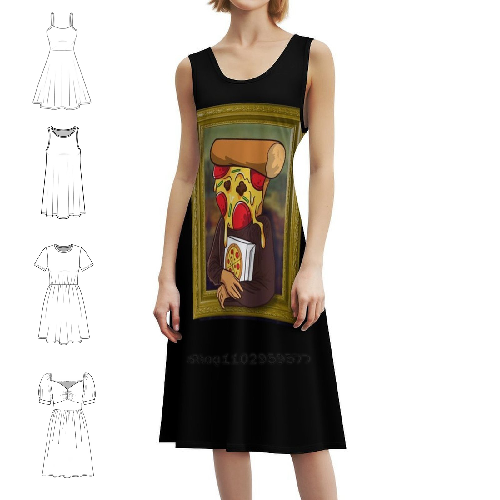 The Pizza Mona Lisa Funny Arti - огляд і ціна Smocked Dress Women