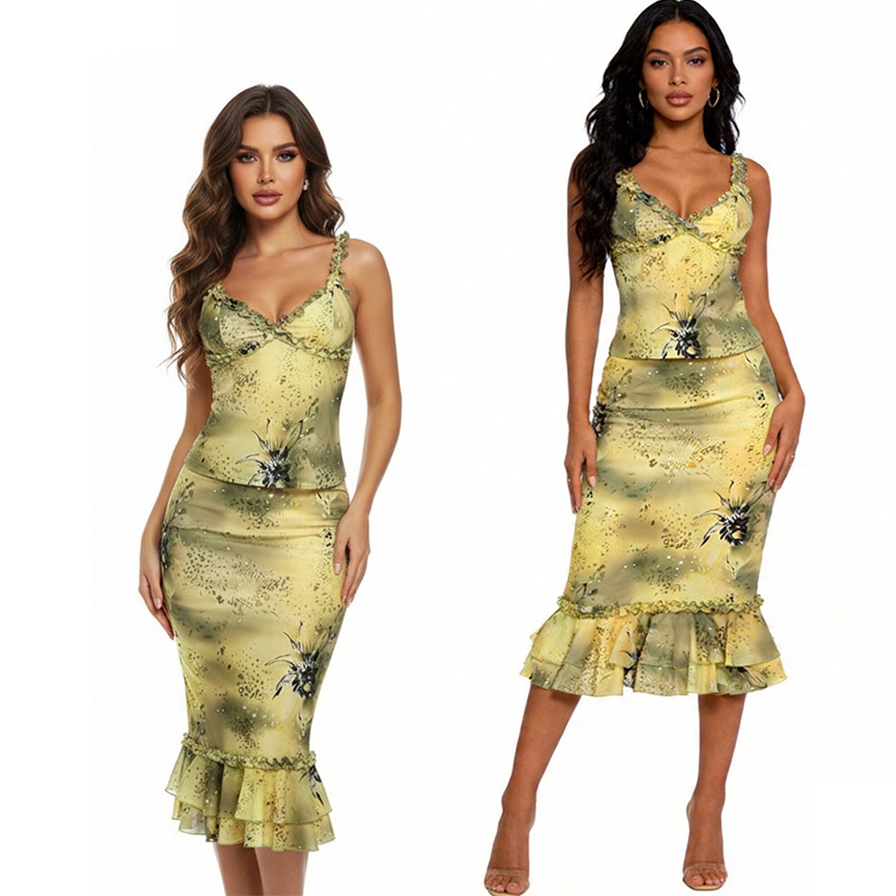 Women's Dress 2 Piece Floral P - огляд і ціна V Neck Cami Top