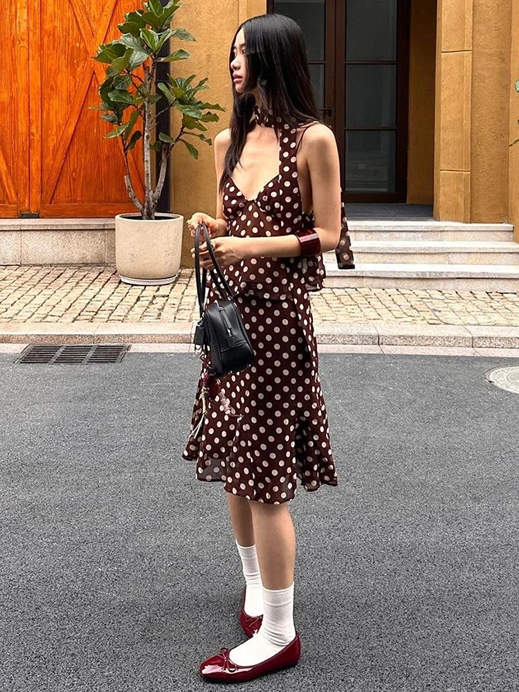 Nibber Polka Dot Print 3-Piece - огляд і ціна V Neck Cami Top