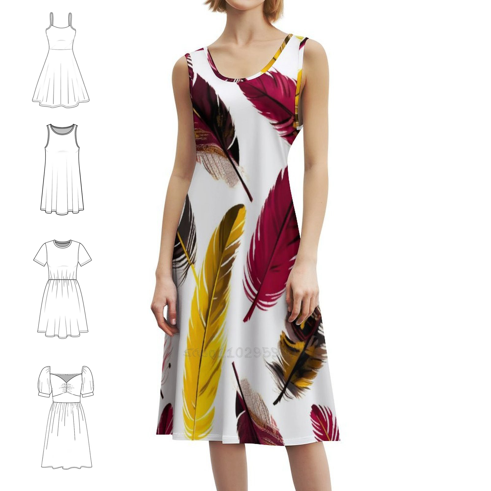 Feathers-Pink Ivory Gold Black - огляд і ціна Smocked Dress Women
