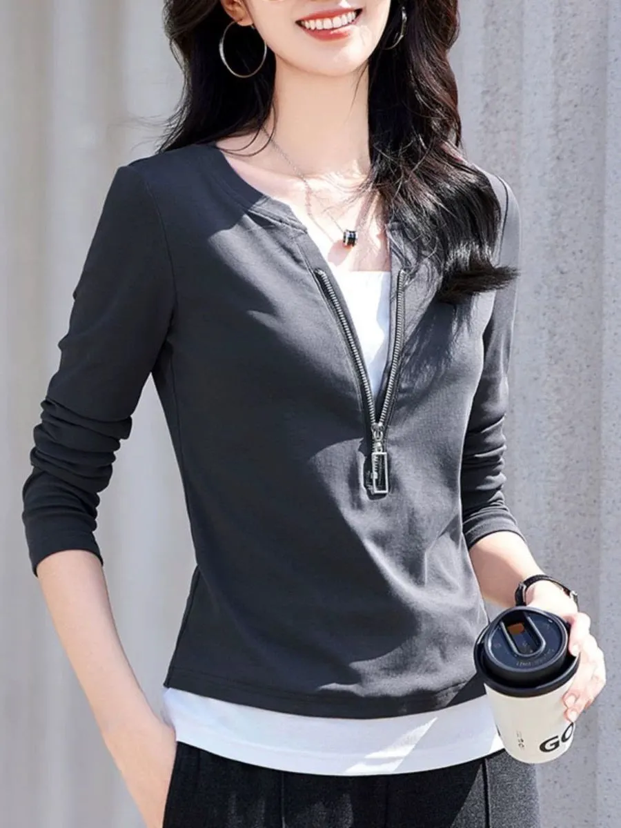 Women's Fashion V-Neck Zip Lon - огляд і ціна Women'S Fashion Quarter Zip