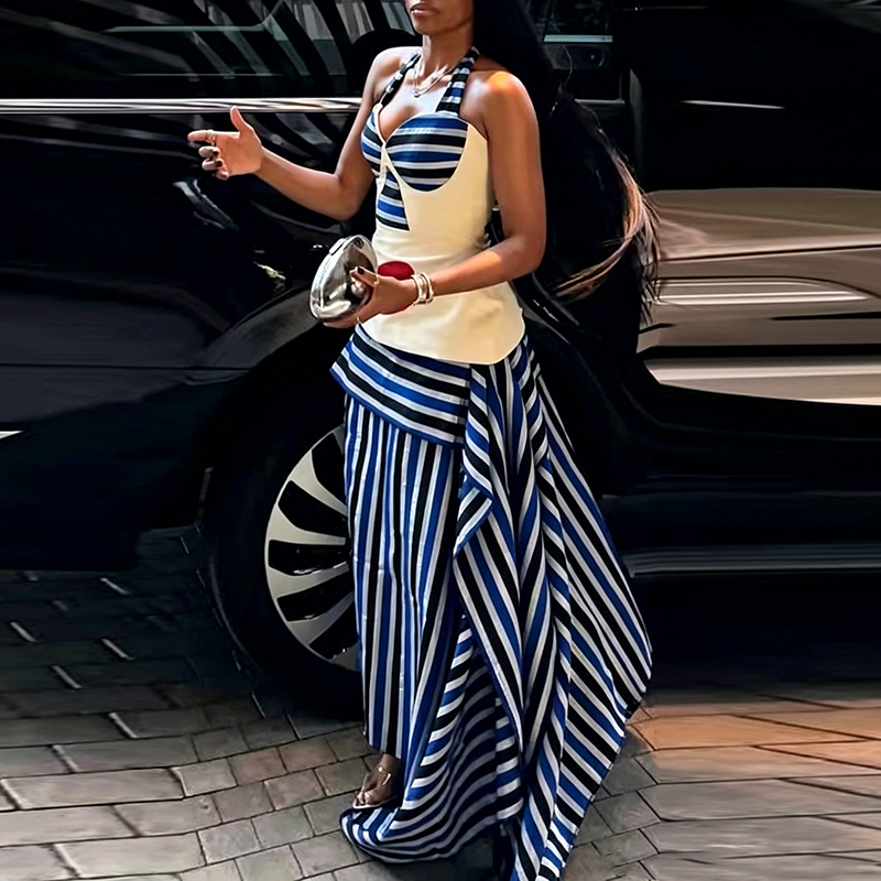 Casual Striped Print Irregular - огляд і ціна V Neck Cami Top