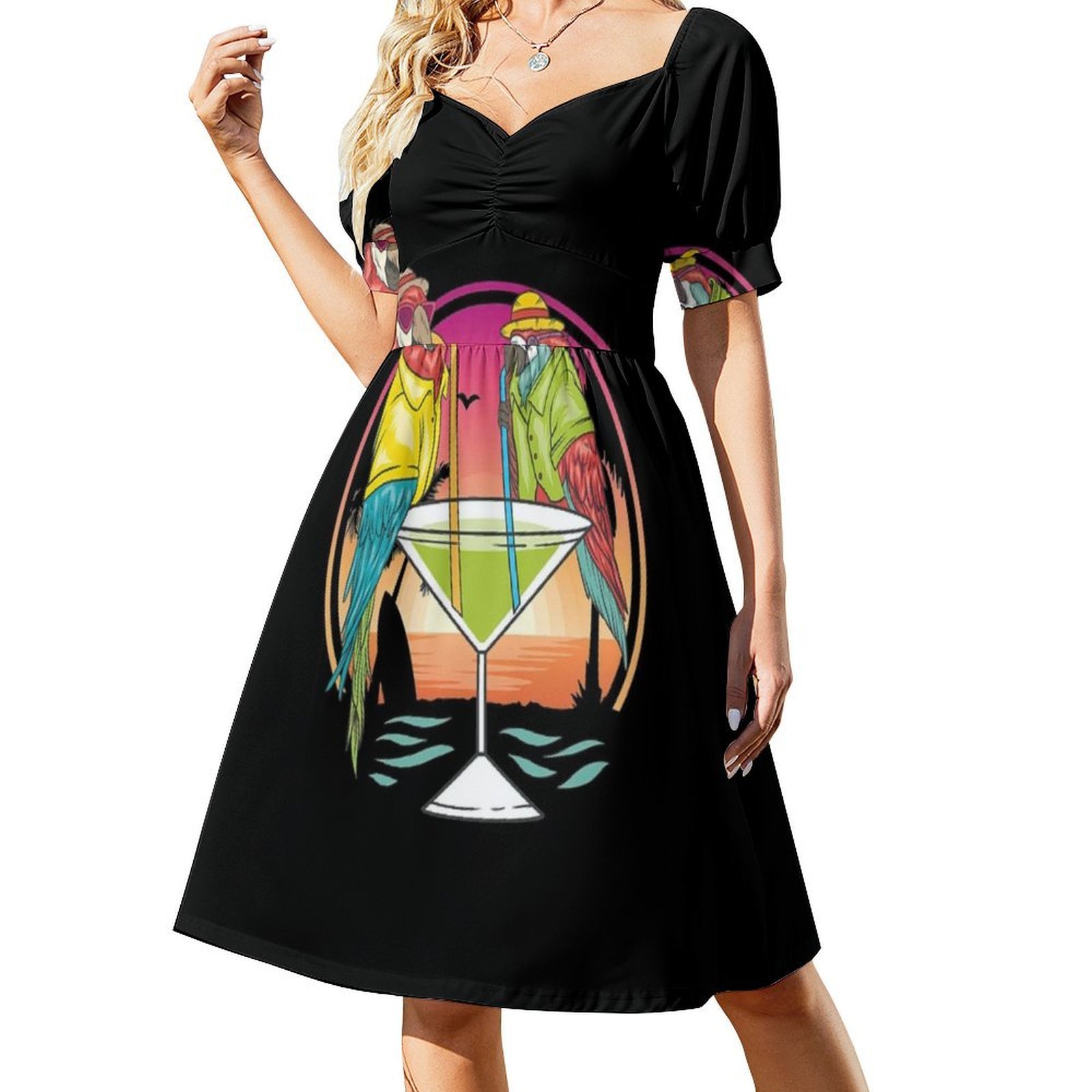 Parrots Drinking Margarita On  - огляд і ціна Smocked Dress Women