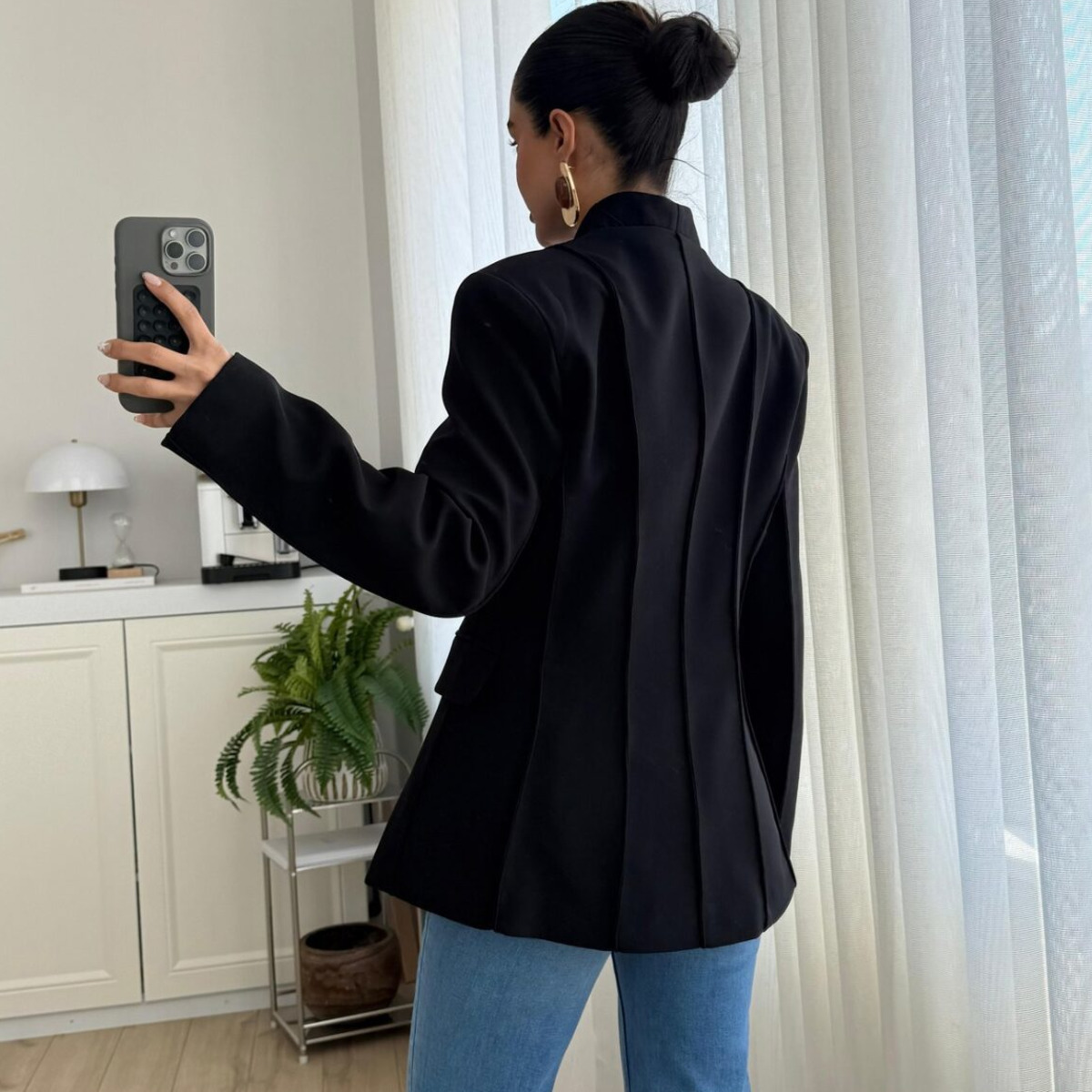 KT Brown Stand Collar Asymmetr - огляд і ціна Blazer Women Oversized