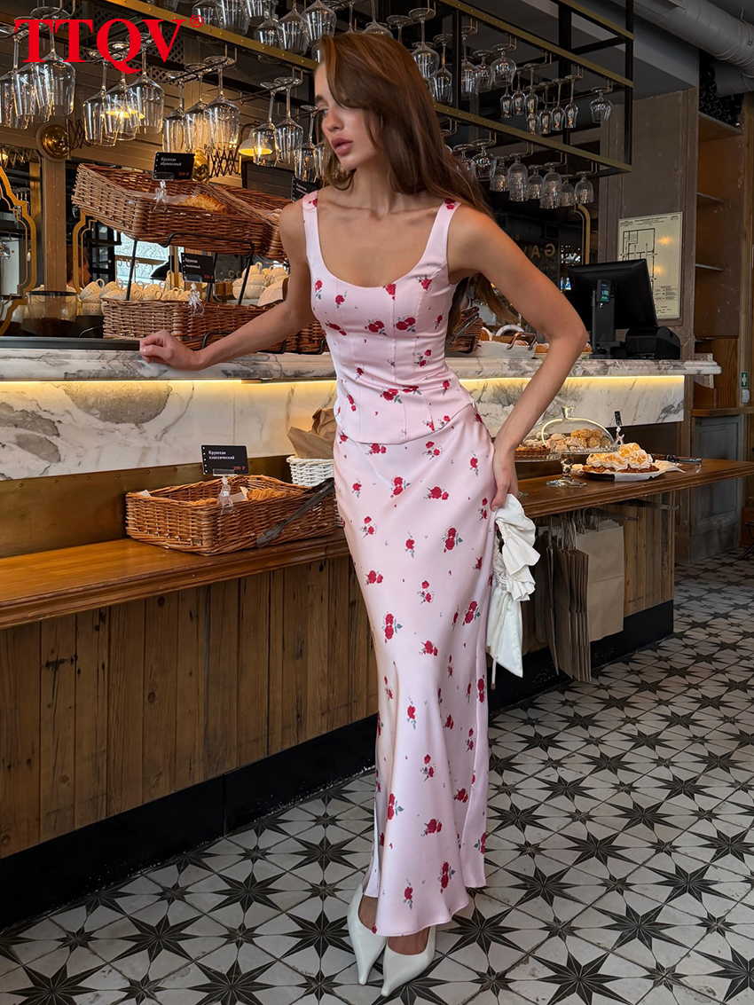 TTQV Summer Slim Print 2 Piece - огляд і ціна V Neck Cami Top
