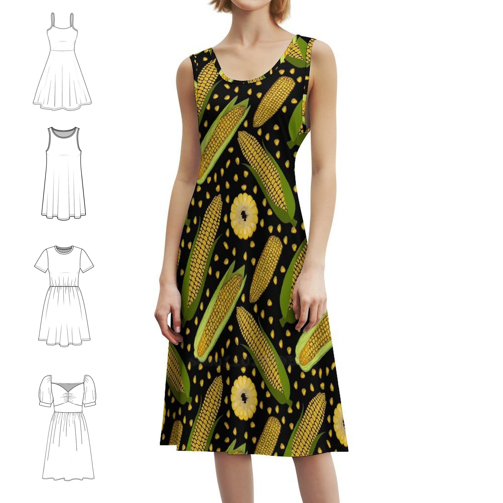 Corn Pattern Floral Smock Dres - огляд і ціна Smocked Dress Women