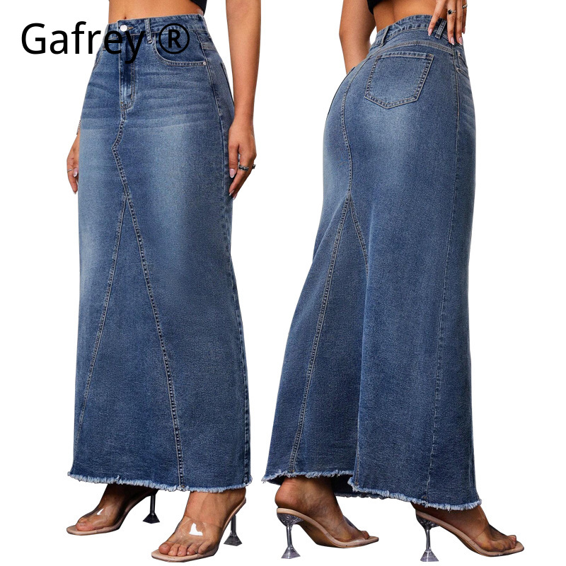 Women Denim Midi Skirt High Wa - огляд і ціна A-Line Skirt Midi