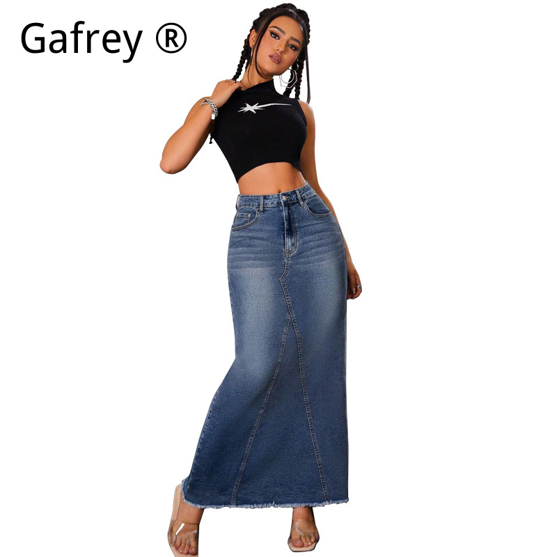 Women Denim Midi Skirt High Wa - огляд і ціна A-Line Skirt Midi