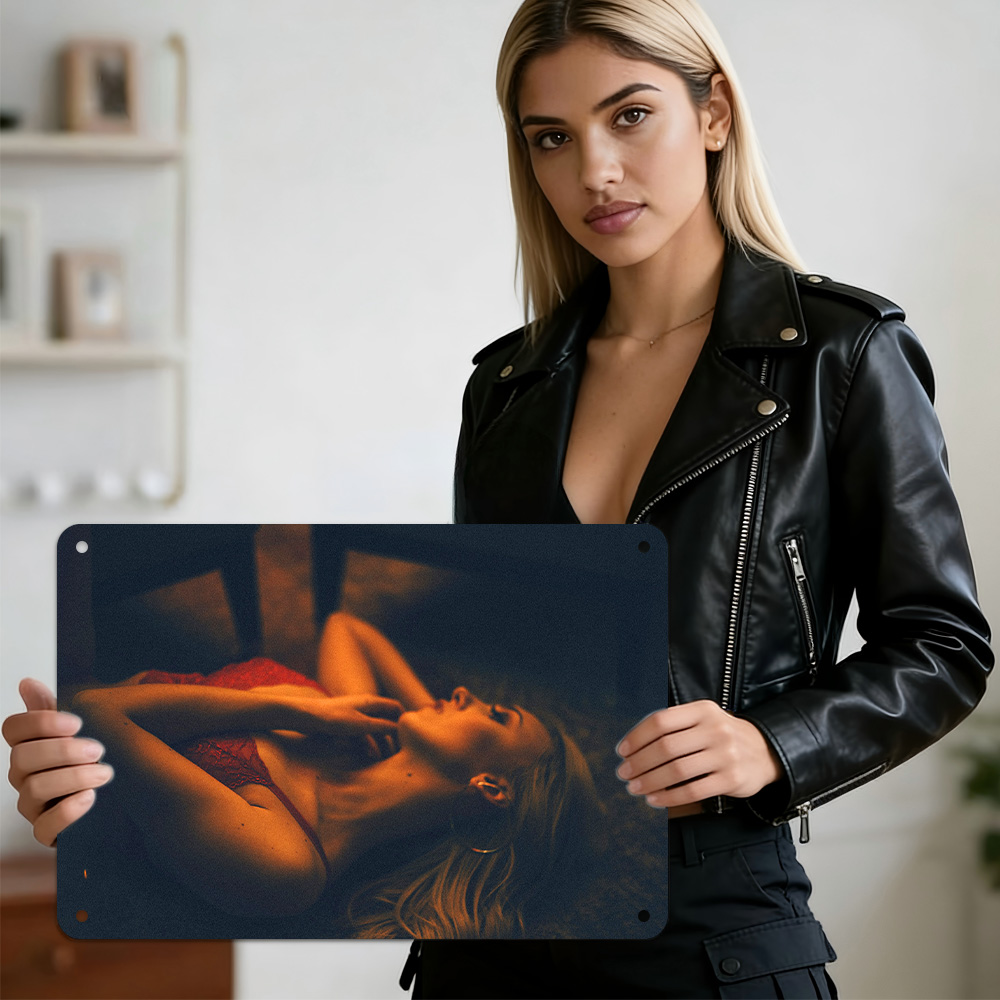 HD Metal Tin Sign Edgy Neon Po - огляд і ціна Women Fashion Pose