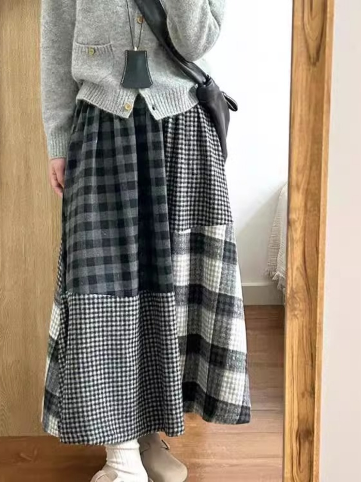 High-End Japanese Plaid Splici - огляд і ціна A-Line Skirt Midi