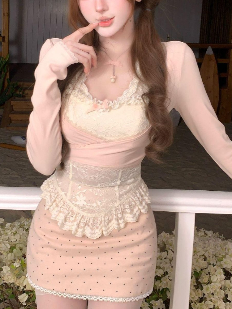 French Sweet Harajuku 3 Pieces - огляд і ціна V Neck Cami Top