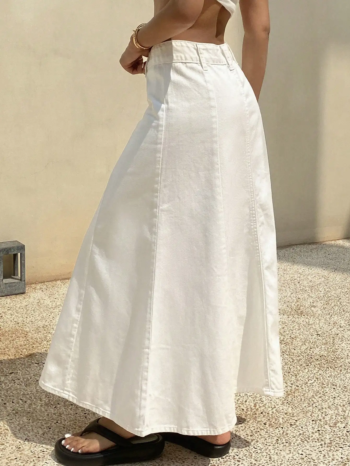 White A-Line Denim Midi Skirt  - огляд і ціна A-Line Skirt Midi