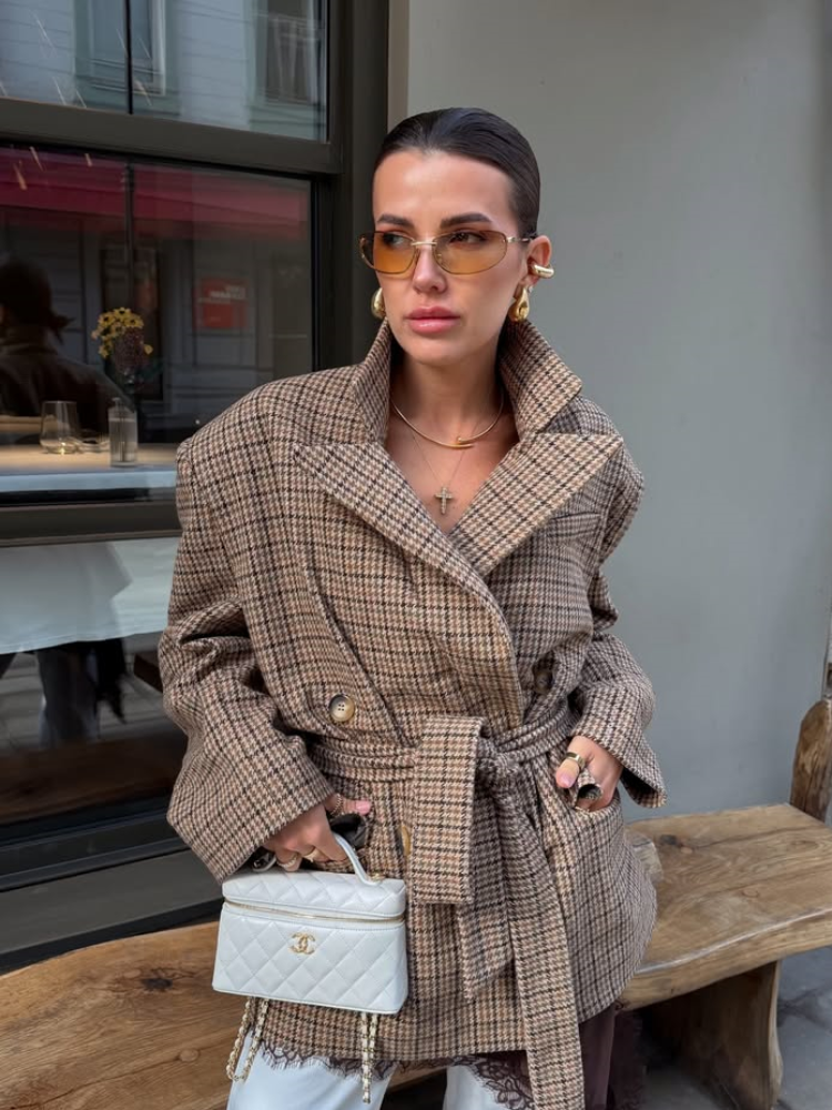 High Notched Lapel Plaid Blaze - огляд і ціна Blazer Women Oversized