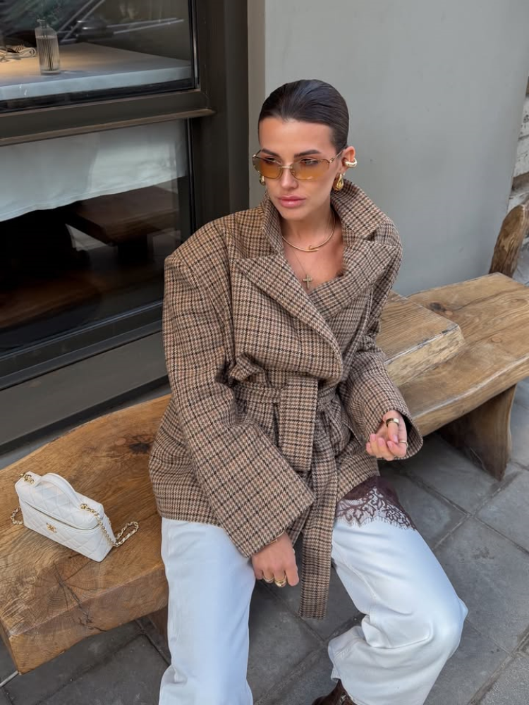 High Notched Lapel Plaid Blaze - огляд і ціна Blazer Women Oversized