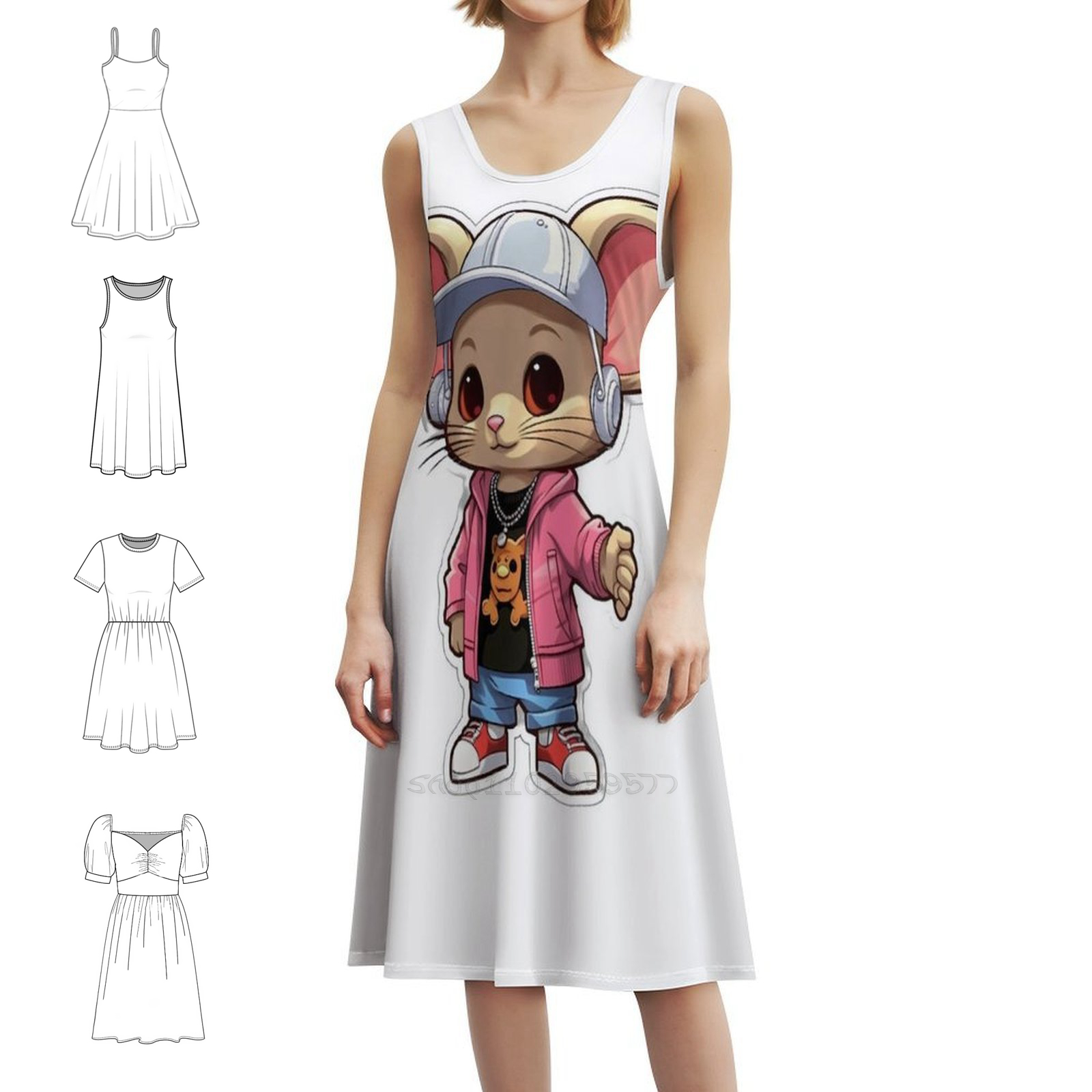 Kpop Hip Hop Mouse 3 Floral Sm - огляд і ціна Smocked Dress Women