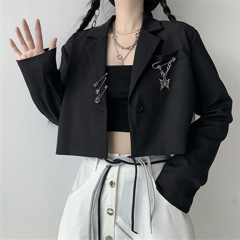 Autumn Women's Black Cropped B - огляд і ціна Blazer Women Oversized