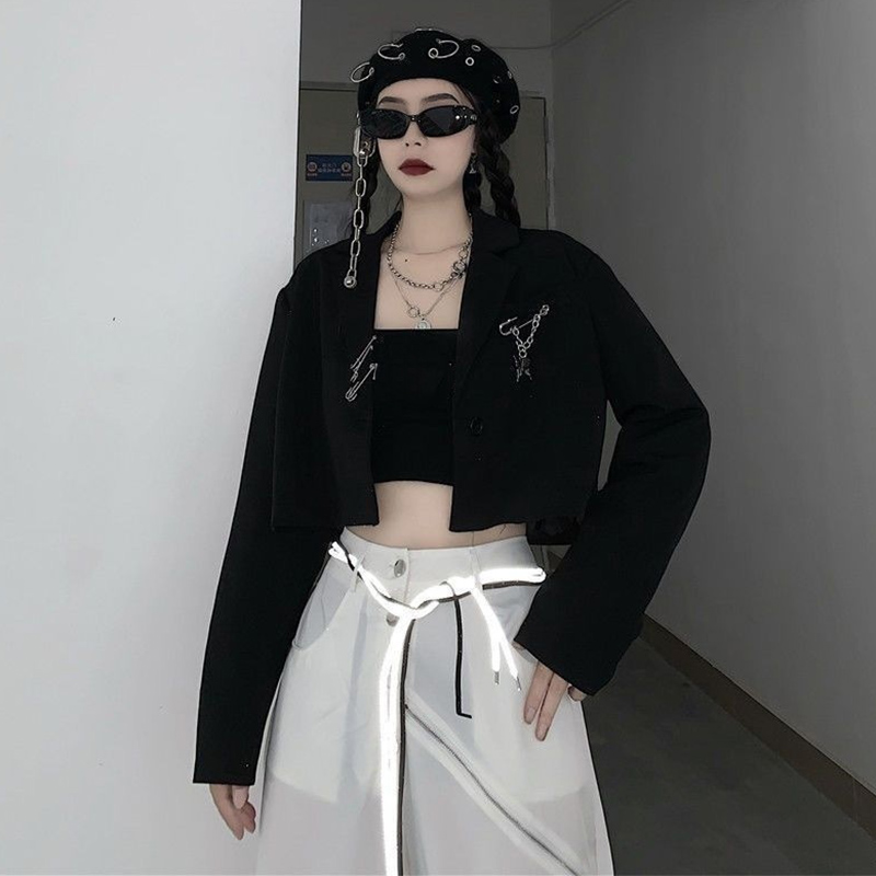 Autumn Women's Black Cropped B - огляд і ціна Blazer Women Oversized