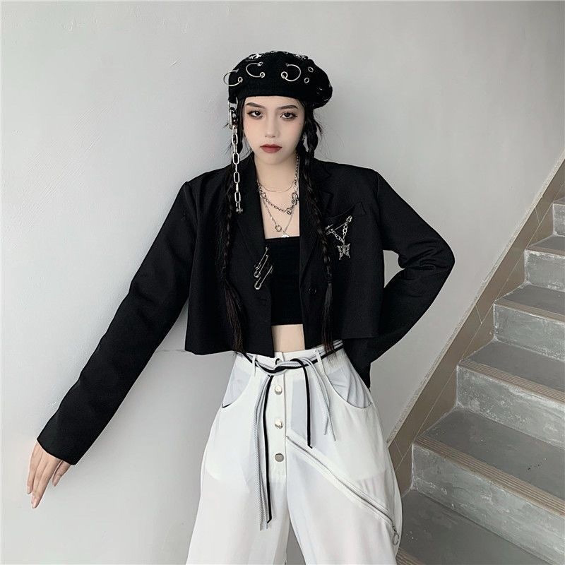Autumn Women's Black Cropped B - огляд і ціна Blazer Women Oversized