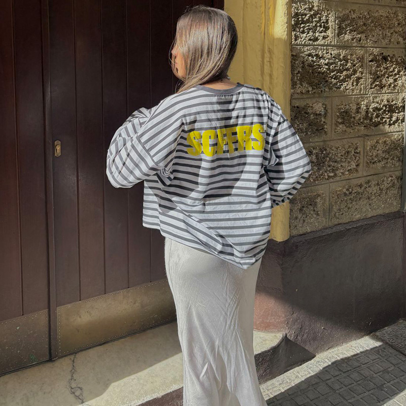SCFFRS Striped Sweatshirt Tops - огляд і ціна Women Top Fashion