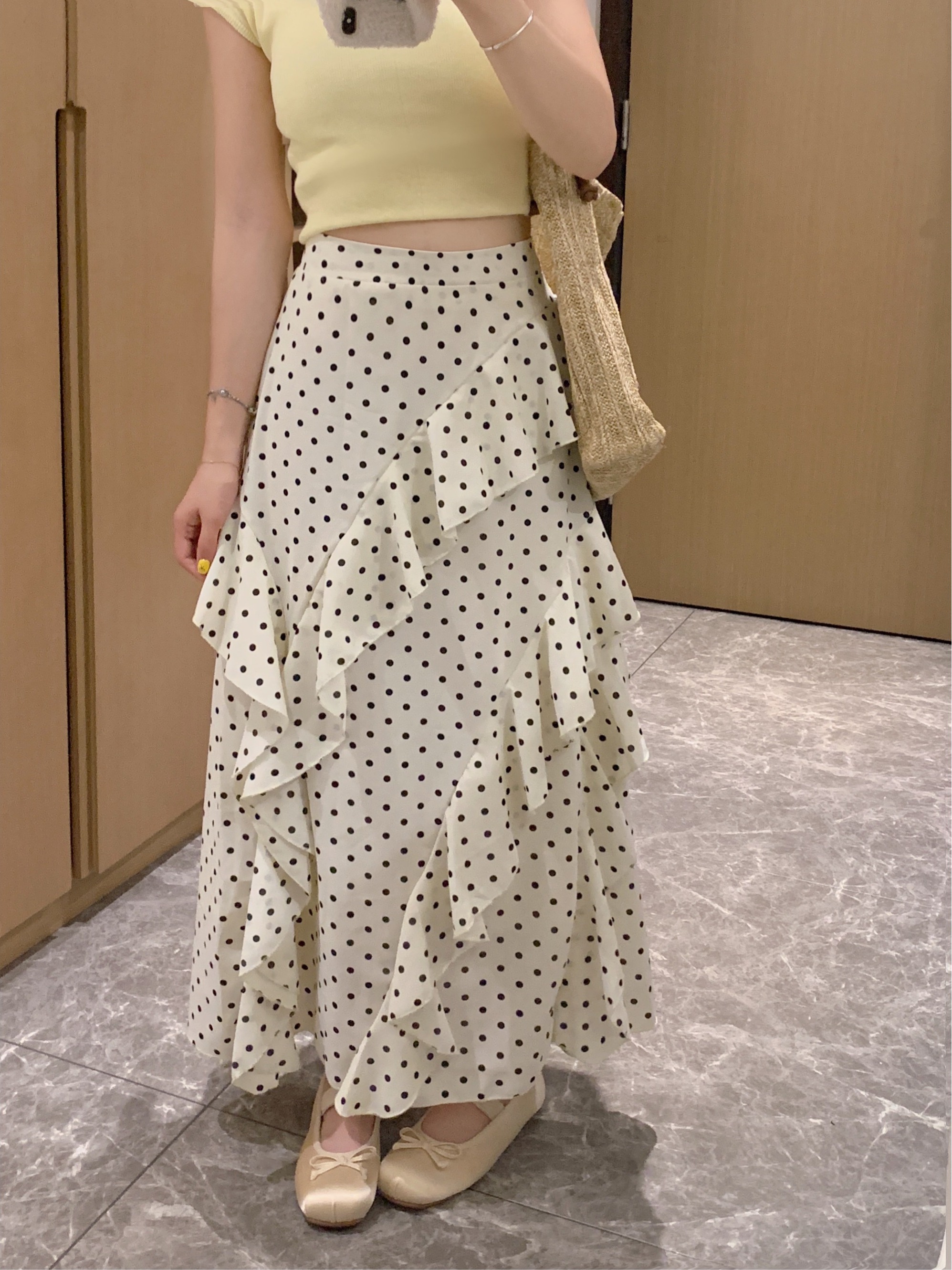 plus Size Summer Polka Dot Asy - огляд і ціна A-Line Skirt Midi
