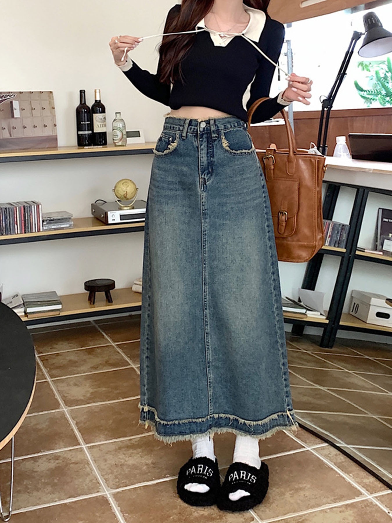 Vintage Frayed Edge High-Waist - огляд і ціна A-Line Skirt Midi