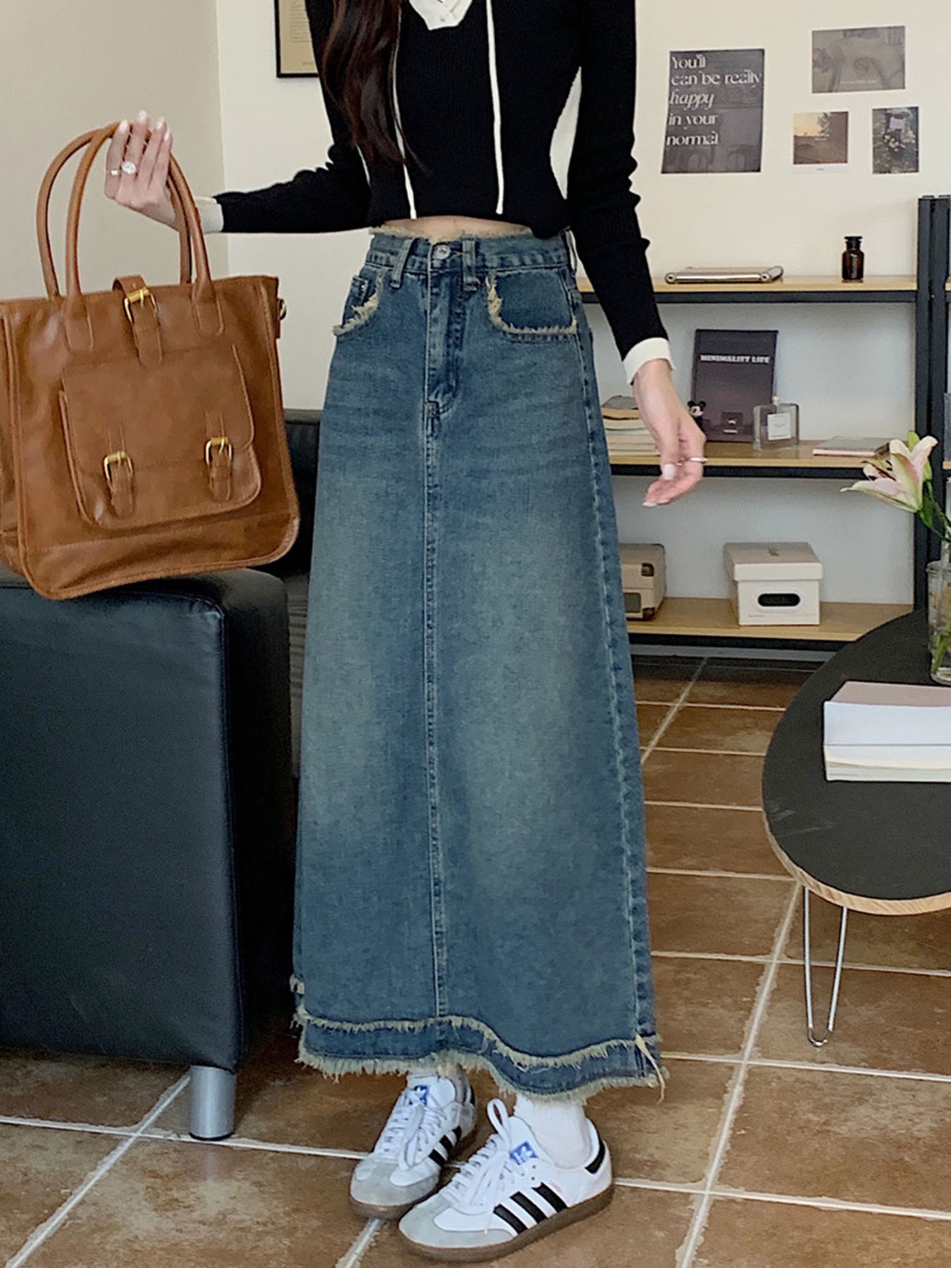Vintage Frayed Edge High-Waist - огляд і ціна A-Line Skirt Midi