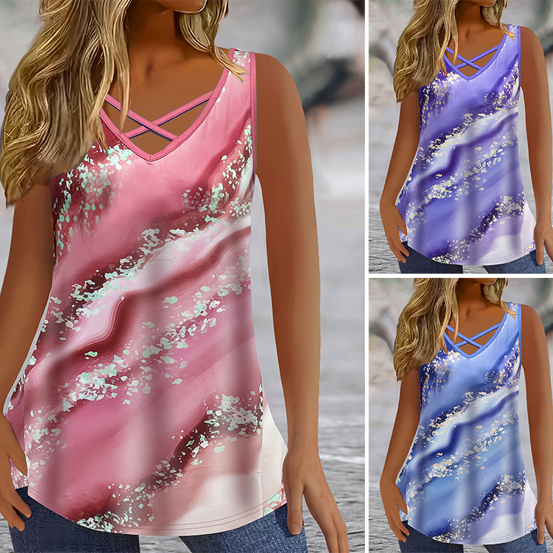 Plus Size Marble Print Tank To - огляд і ціна V Neck Cami Top