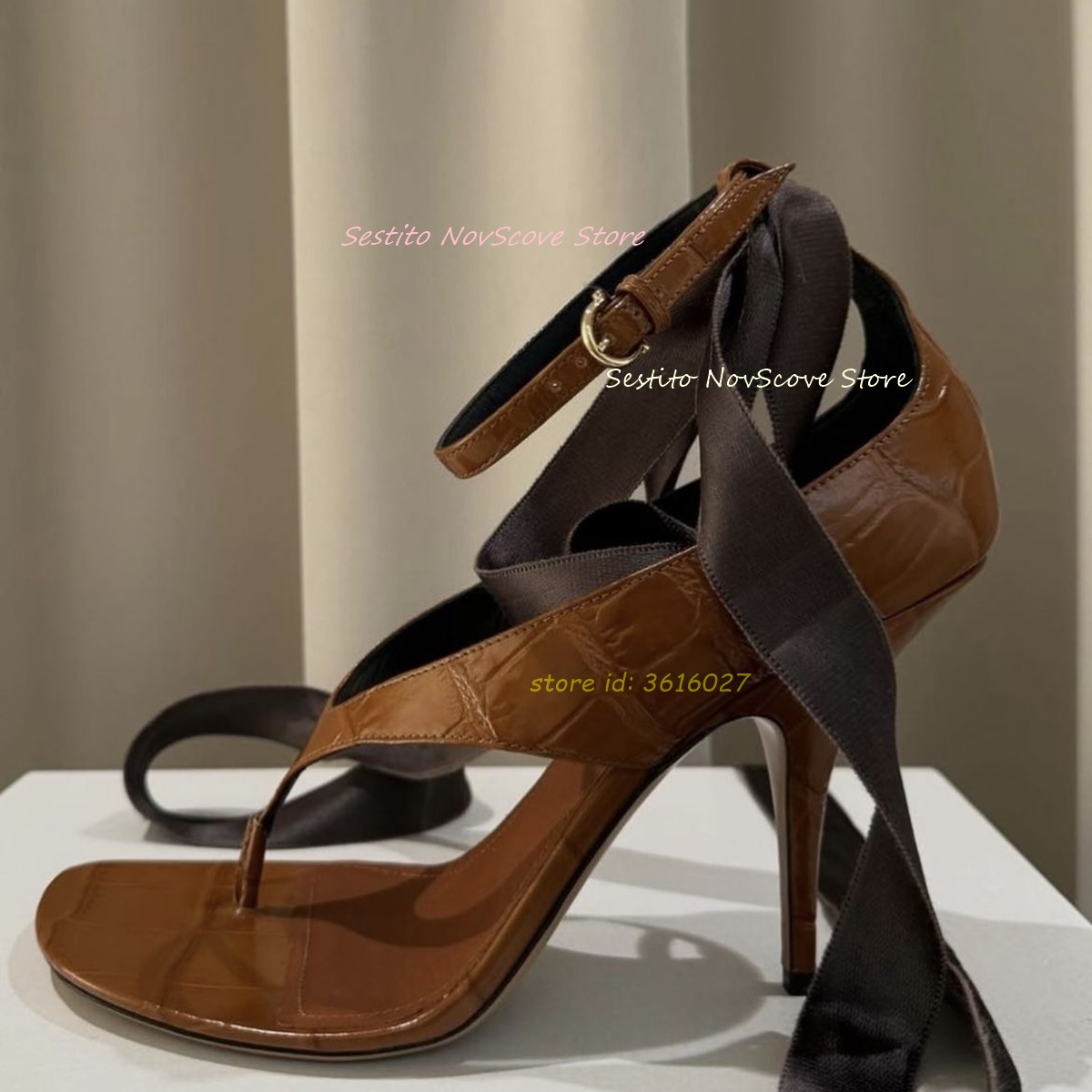 Brown Open Toe Lace Up Sandals - огляд і ціна Women'S Fashion Line